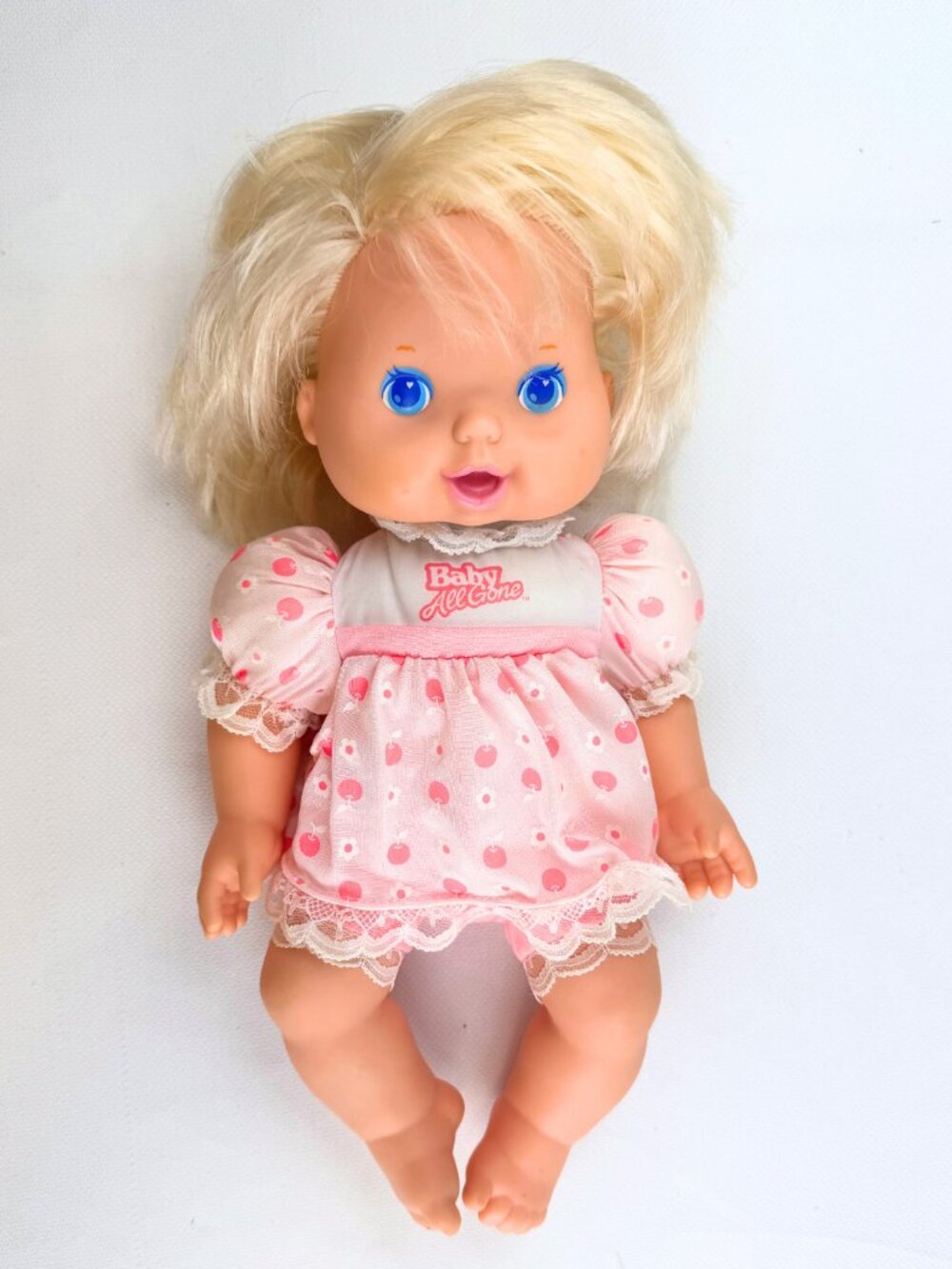 1991 Baby All Gone Doll Vintage Kenner Toys Cherry Dress Blonde
